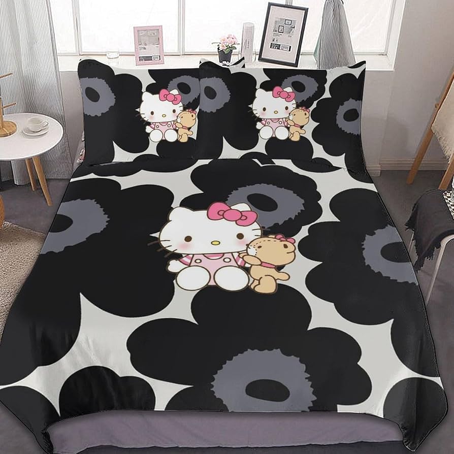 Amazon｜花柄 ハローキティ 布団カバー 3点セット シングル